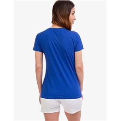 V-NECK STRIPE FOIL GRAPHIC T-SHIRT