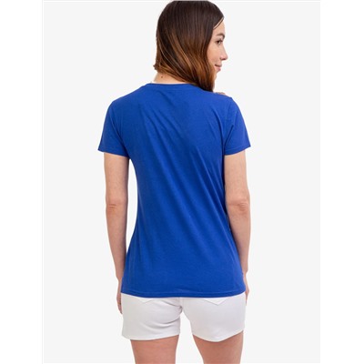 V-NECK STRIPE FOIL GRAPHIC T-SHIRT