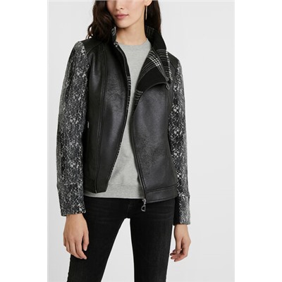 Chaqueta biker slim tartán