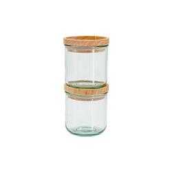 Банка для сыпучих продуктов, 820/350 мл, 3 шт, стекло/дерево, Jars, 63299