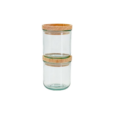 Банка для сыпучих продуктов, 820/350 мл, 3 шт, стекло/дерево, Jars, 63299