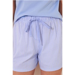 Pijama corto algodón azul rayas