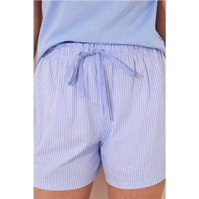 Pijama corto algodón azul rayas