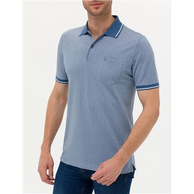 Koyu Mavi Regular Fit Baskılı Polo Yaka Tişört