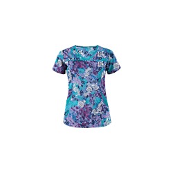 UA Romantic Scroll Royal 4-Pocket Print Scrub Top