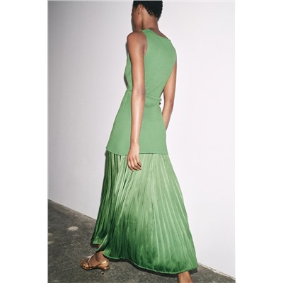 PLEATED KNIT COMBINATION DRESS