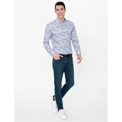 Açık Mavi Slim Fit Uzun Kollu Gömlek