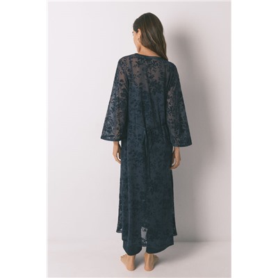 Bata holgada larga satén azul