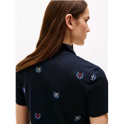 Allover Crest Stretch Polo Dress