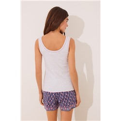 Pijama corto tirantes algodón gris claro