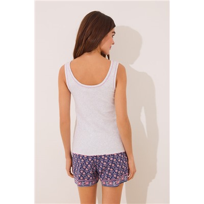 Pijama corto tirantes algodón gris claro