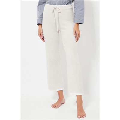 Pantalón 7/8 de pijama polar cintura alta - Crudo
