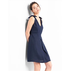 Sleeveless Tie-Shoulder Dress in Linen