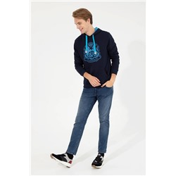 Erkek Lacivert Kapüşonlu Sweatshirt