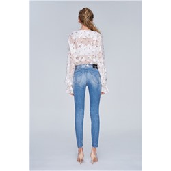 Vaquero skinny fit 7/8 de tiro alto Azul