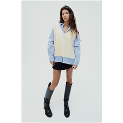 CONTRAST SHIRT SWEATER
