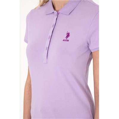 Kadın Lila Basic Polo Yaka Tişört
