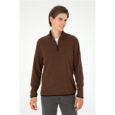 Erkek Kahverengi Basic Sweatshirt