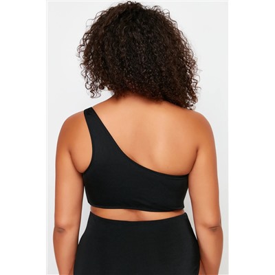 Siyah Tek Omuz Büyük Beden Bikini Üstü TBBSS24CT00001