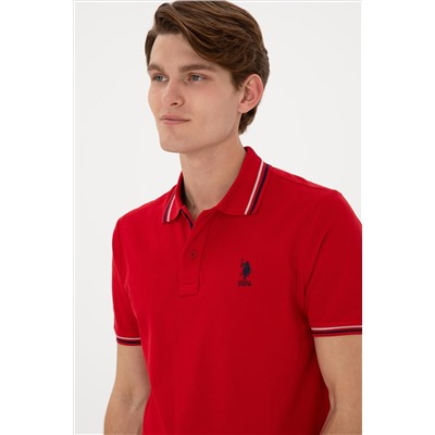 Erkek Regular Fit Polo Yaka Kırmızı Basic Tişört