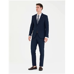 Lacivert Ekstra Slim Fit Çizgili Takım Elbise