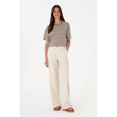 Kadın Taş Loose Fit Kanvas Pantolon