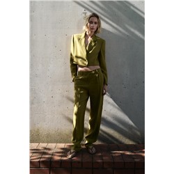 LINEN BLEND DARTED TROUSERS