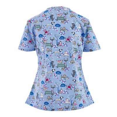 Dickies EDS Scrubs Dog Park Days Print Top