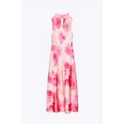 TIE-DYE SATIN MIDI DRESS