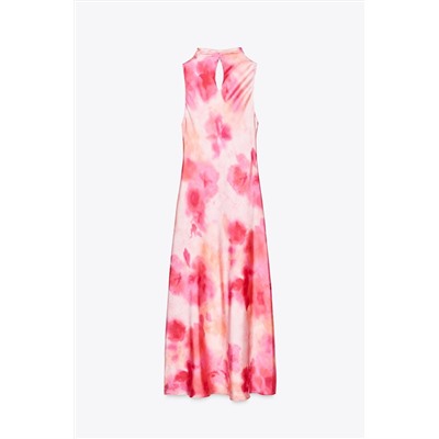 TIE-DYE SATIN MIDI DRESS