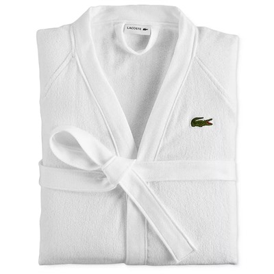 LACOSTE HOME Logo Patch 100% Cotton Pique Bath Robe