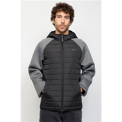 Anorak con capucha Negro y gris