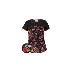 UA Fiesta Flowers Black Scrub Top