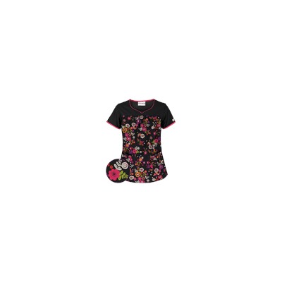 UA Fiesta Flowers Black Scrub Top
