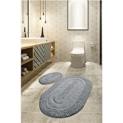 Chilai Home Macoroni Gri 2 Li Set Cotton Banyo Halısı 8694578912148