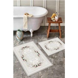 ALAADDİN CARPET Kaymaz Tabanlı Yıkanabilir 2 Li Set 60x100 50x60 Banyo Halısı Banyo Paspası Klozet Takımı 5402