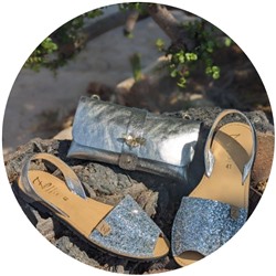 AB. Zapatos 320-5 GLITTER PLATA+AB.Z PELLE Abeja ladrillo (330) plata АКЦИЯ