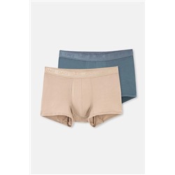 Dagi, Bej-Indigo 4210 2'Li Düz Mıcro Modal Boxer