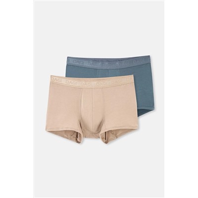 Dagi, Bej-Indigo 4210 2'Li Düz Mıcro Modal Boxer