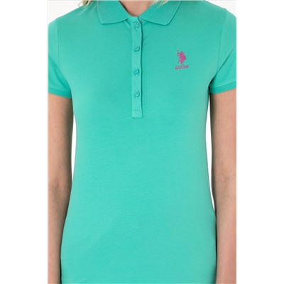 Kadın Mint Basic Polo Yaka Tişört