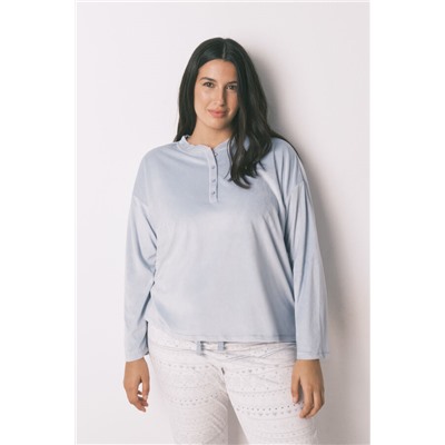 Pijama largo polar suave cenefas azul