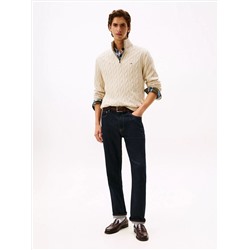 Cable Knit Mockneck Quarter-Zip Sweater