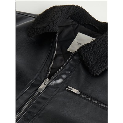 Pilotenjacke mit Webpelzkragen