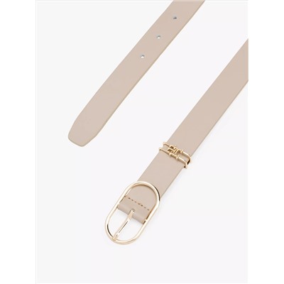 Oval Buckle Leather Belt