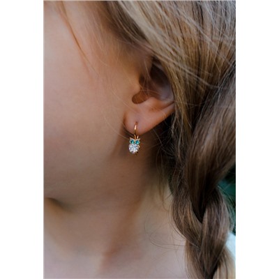Серьги из золочёного серебра с фианитами - Совы 925 пробы S2180521010з
