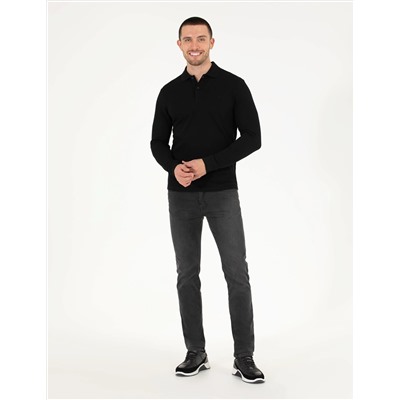 Siyah Slim Fit Basic Sweatshirt