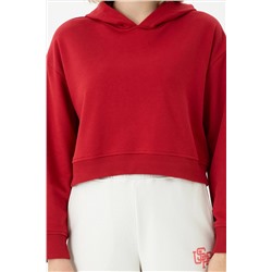 Kadın Kırmızı Kapüşonlu Sweatshirt