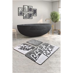 Chilai Home Bathroom Gri 3 Lü Set Banyo Halısı, Paspas 8682125940595