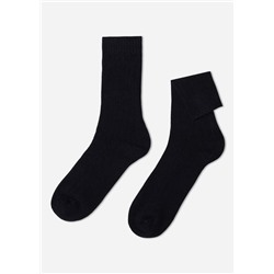 Kurze gerippte Herrensocken mit Wolle und Cashmere