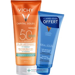 Vichy Capital Soleil SPF50 Gel de Lait Ultra Fondant Très Haute Protection Solaire 200ml + Après-Soleil 100ml OFFERT